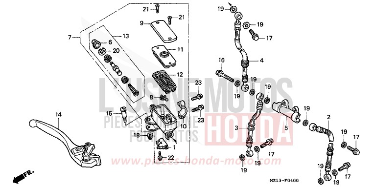VORDERRADBREMSE von CB1000F "Big One" CANDY REVIVE RED (R210) von 1996